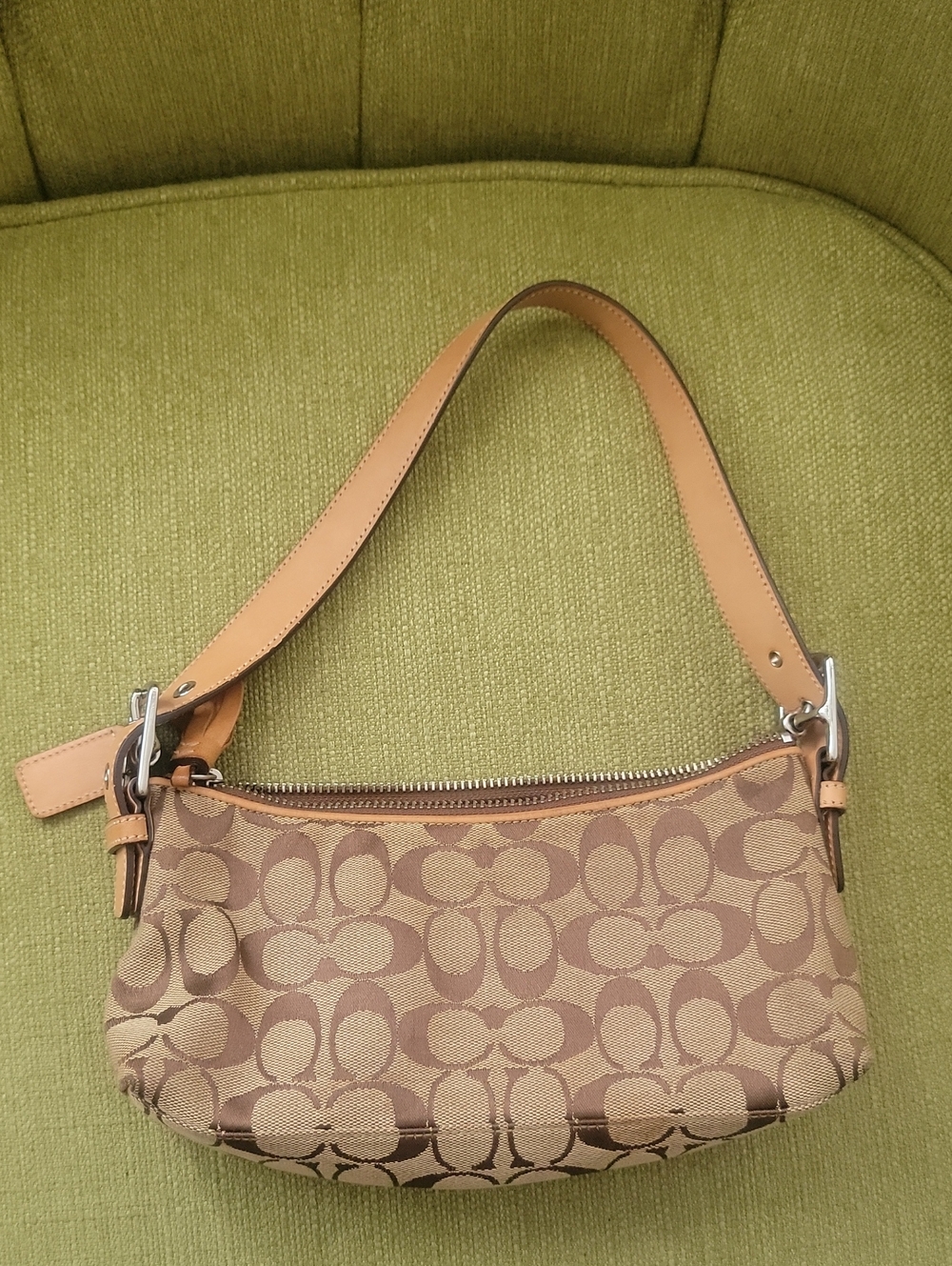 Coach Y2K Signature Canvas Shoulder Bag in Tan and Brown